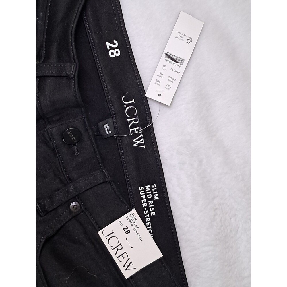 J.Crew Slim Jean True Black 2003 Super Stretch Mid-Rise CC545 $148 Size 28 NWT - Picture 4 of 11